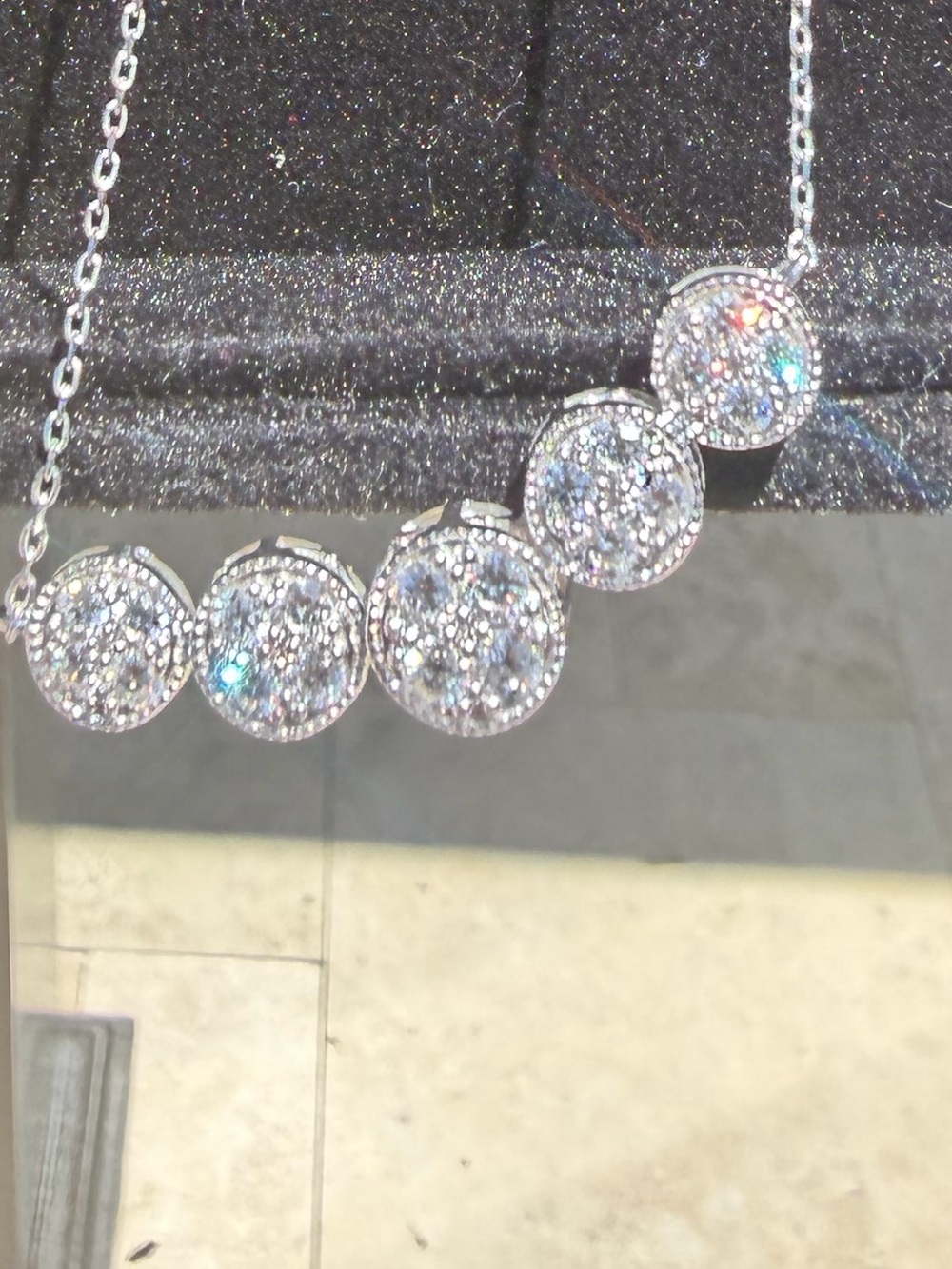 Sparkling Silver Natural Five-Disk Pendant Necklace-Adjustable